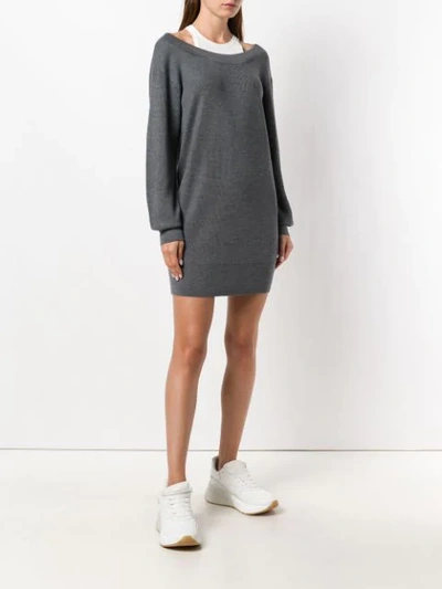Shop Alexander Wang T Double Layer Sweater Dress In 010
