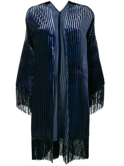 Shop Antonelli Striped Velvet Jacket In Blue