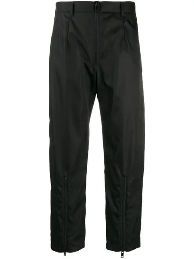 Shop Prada Cropped-hose Mit Reissverschlüssen - Schwarz In Black