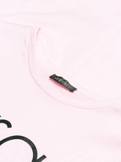 Shop Versace Logo Printed Sleeveless Top - Pink