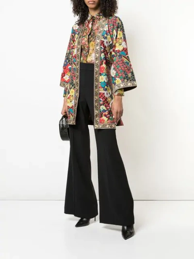 Shop Alice And Olivia Floral Print Belted Jacket In Multicolour