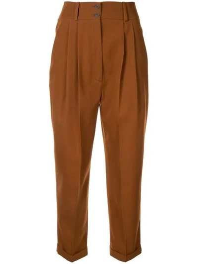 Shop Nehera Cropped Trousers In Brown