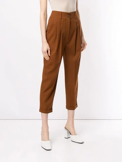 Shop Nehera Cropped Trousers In Brown
