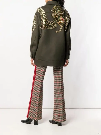Shop P.a.r.o.s.h Sequin Embellished Coat In Green