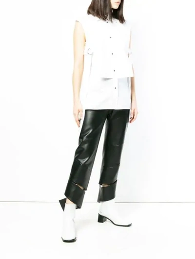 Shop Helmut Lang Sleeveless Bib Shirt In White