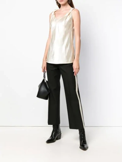 Shop Helmut Lang Knotted Strap Blouse In Neutrals