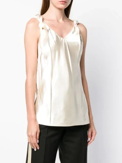 Shop Helmut Lang Knotted Strap Blouse In Neutrals