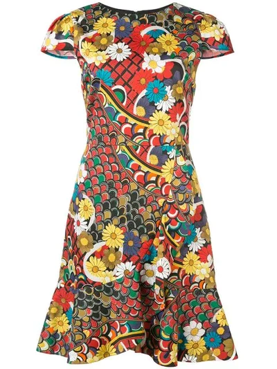 Shop Alice And Olivia Kirby Floral Print Dress In Multicolour