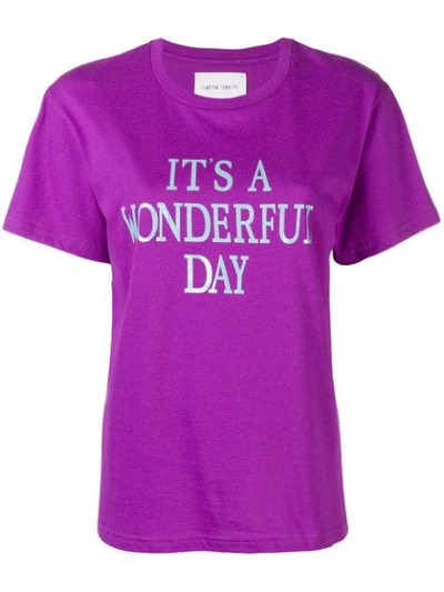 ALBERTA FERRETTI IT'S A WONDERFUL DAY T-SHIRT - 紫色