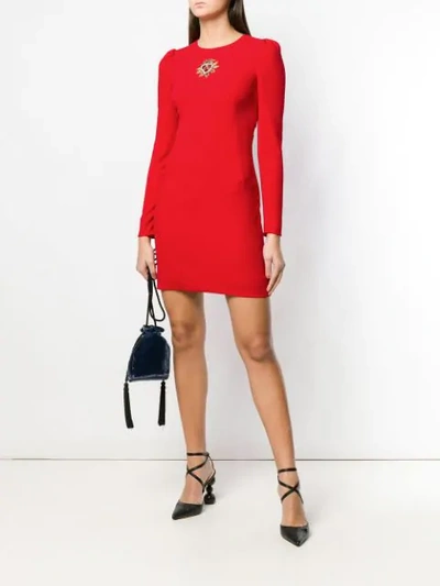 Shop Dolce & Gabbana Embellished Sheath Dress In Red