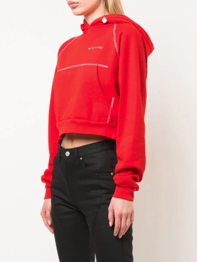 Shop Alyx Cropped Logo Hoodie In 033 Red