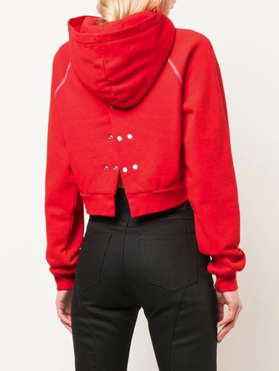 Shop Alyx Cropped Logo Hoodie In 033 Red