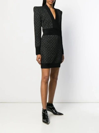 Shop Balmain Woven Mini Dress In Eac Noir/argent