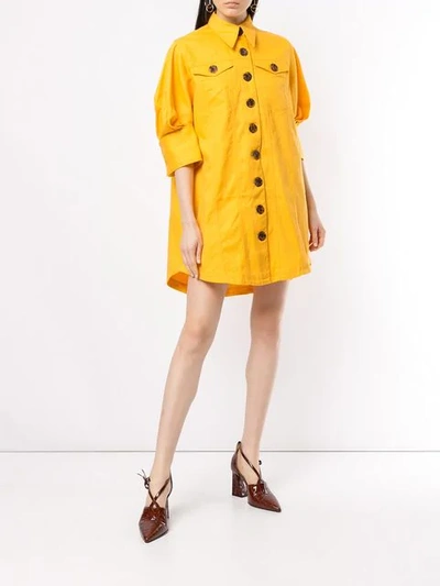 Shop Acler Priestly Denim Shirt Dress - Yellow