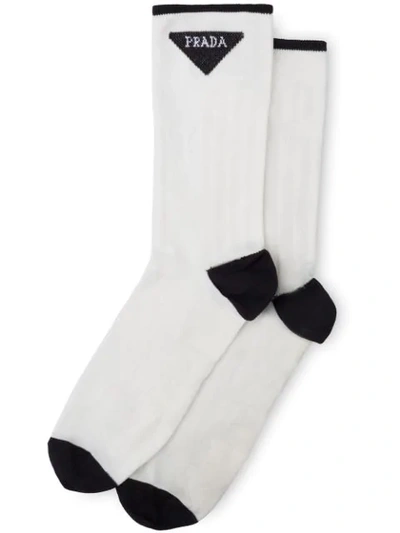 Shop Prada Technical Nylon Socks In White