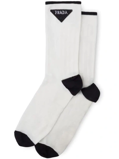 PRADA TECHNICAL NYLON SOCKS - 白色