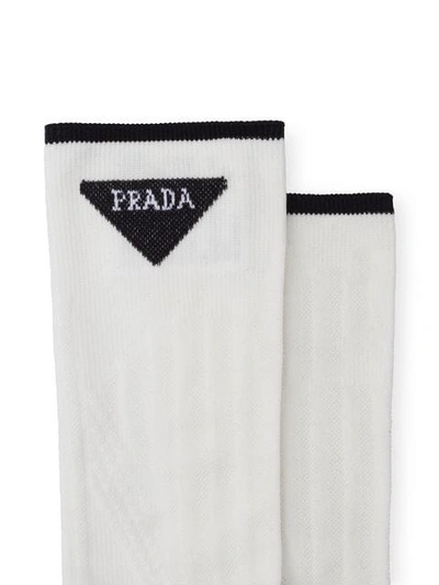 Shop Prada Technical Nylon Socks In White