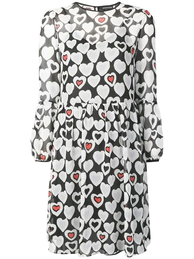 Shop Emporio Armani Hearts Print Dress In Black