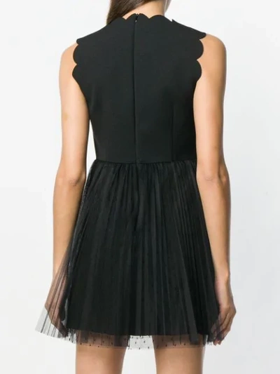 Shop Red Valentino Riveted Scallop Trim Mini Dress In Black