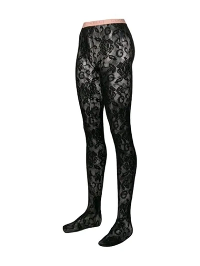 Gucci Floral Lace Tights In Black | ModeSens