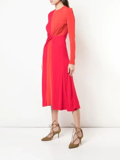 Shop Galvan Midi Flared Dress In Red