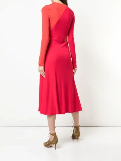 Shop Galvan Midi Flared Dress In Red
