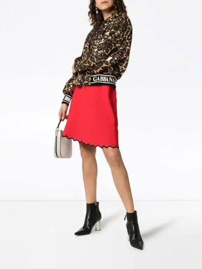 Shop Dolce & Gabbana Sequin Embellished Leopard Print Bomber Jacket In Black
