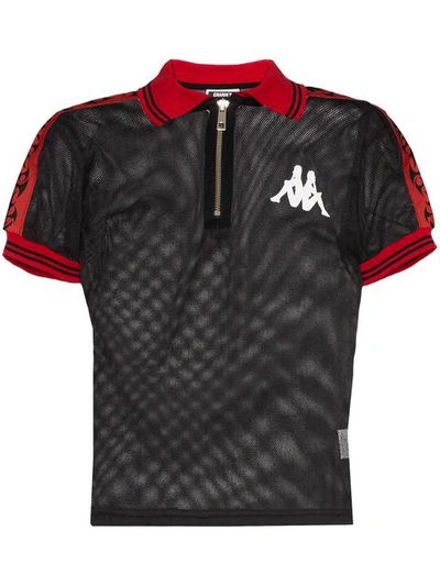 Shop Charm's X Kappa Contrast Trim Mesh Polo Shirt In Black