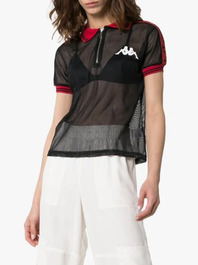 Shop Charm's X Kappa Contrast Trim Mesh Polo Shirt In Black