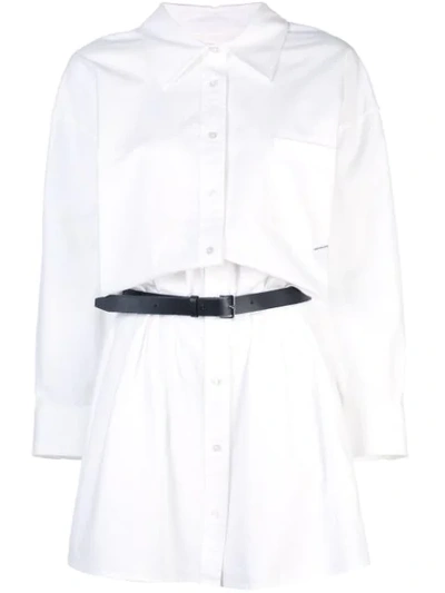 Shop Alexander Wang Belted Shirt Dress In White