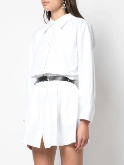 Shop Alexander Wang Belted Shirt Dress In White