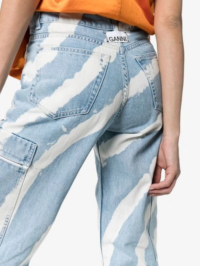 Shop Ganni Blackstone Spiral-bleached Cargo Jeans - Blue