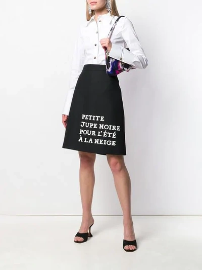 Shop Gucci Slogan A-line Skirt  In 1000 Black