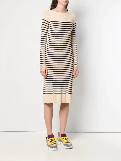 Pre-owned Jean Paul Gaultier Vintage Matelot Striped Dress In Neutrals