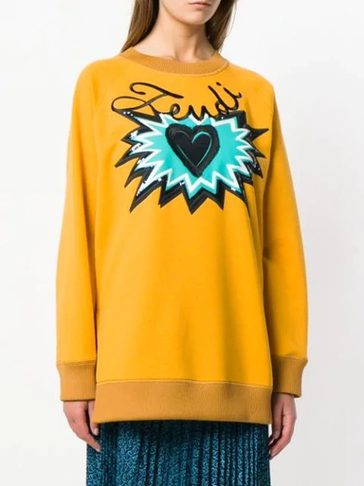 Shop Fendi Logo Motif Sweatshirt In Orange