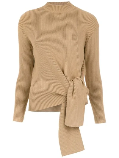 Shop Nk Knitted Lace Up Sweater - Neutrals