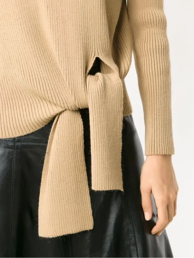 Shop Nk Knitted Lace Up Sweater - Neutrals