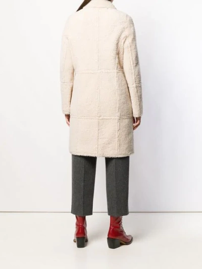 Shop Yves Salomon Shearling Button Up Coat In Neutrals