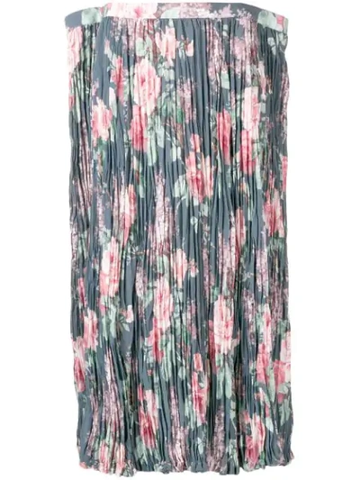 Shop Junya Watanabe Floral Print Pleated Skirt - Grey