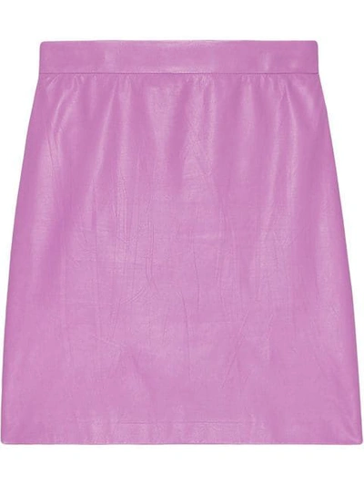 Shop Gucci Leather Mini Skirt In Pink