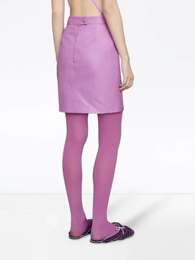 Shop Gucci Leather Mini Skirt In Pink