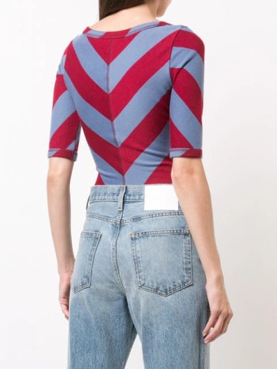 Shop Proenza Schouler Pswl Diagonal Stripe Scoop Bodysuit In Red
