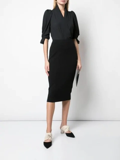 Shop Piazza Sempione High-waist Midi Skirt In Black