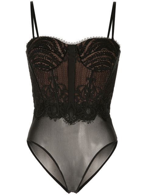 black lace bustier bodysuit