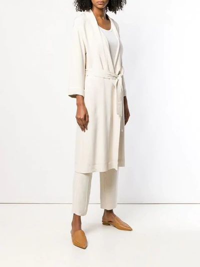 Forte Forte Long Belted Coat In Neutrals