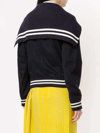 Shop Jw Anderson Cape Bomber Jacket In Navy
