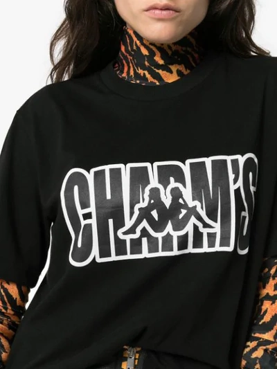 Shop Charm's X Kappa Logo Printed Cotton In Black