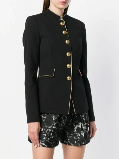 Shop Pinko Piped Military Style Blazer In Black