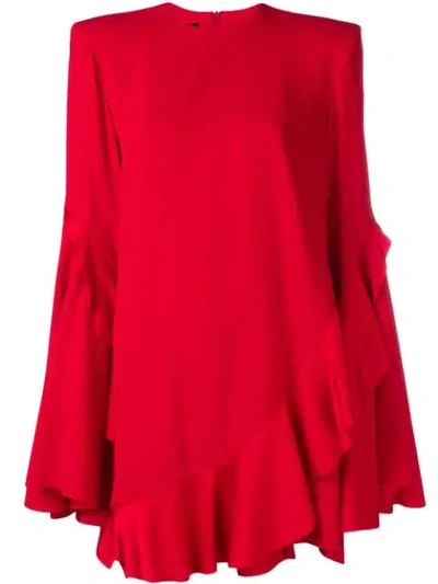 Shop Alex Perry Flared Ruffled Dress In Red