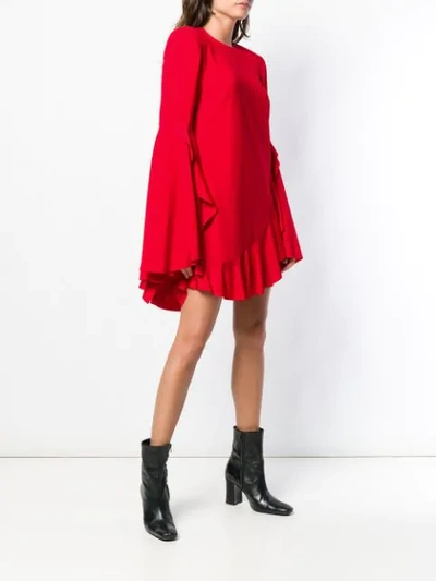 Shop Alex Perry Flared Ruffled Dress In Red